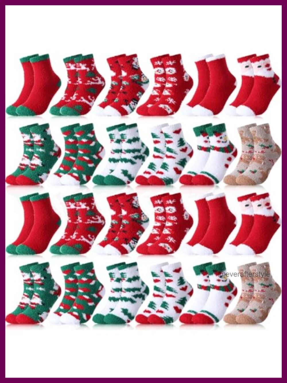 Christmas Fuzzy Socks 24 Pairs Coral Fleece Slipper Socks